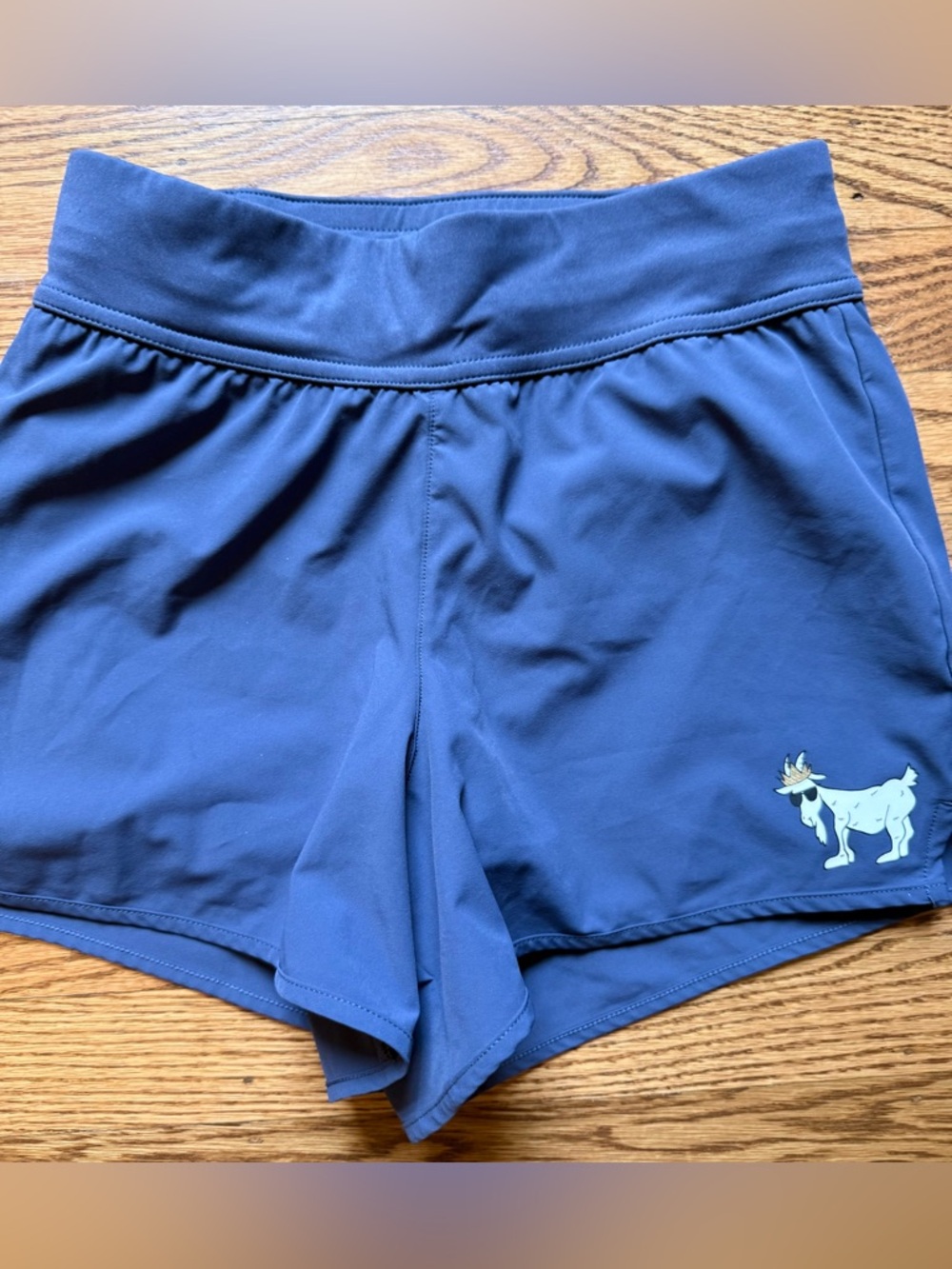 Girls Navy Blue Athletic Shorts with Moose Graphic